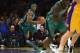 Feb 21, 2014; Los Angeles, CA, USA; Boston Celtics guard Rajon Rondo (9) dribbles the ball against the Los Angeles Lakers during the first quarter at Staples Center. Mandatory Credit: Kelvin Kuo-USA TODAY Sports