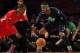 Feb 16, 2014; New Orleans, LA, USA; Eastern Conference forward Carmelo Anthony (7) of the New York Knicks guards Western Conference guard Chris Paul (3) of the Los Angeles Clippers during the 2014 NBA All-Star Game at the Smoothie King Center. Mandatory C
