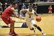 Jan 12, 2014; West Lafayette, IN, USA; Purdue Boilermakers guard Ronnie Johnson (3) drives past Nebraska Cornhusker Tai Webster (0) in the second half at Mackey Arena. Mandatory Credit: Sandra Dukes-USA TODAY Sports