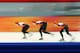 SOCHI, RUSSIA - FEBRUARY 22: (L to R) Marrit Leenstra, Jorien ter Mors and Ireen Wust of the Netherlands compete during the Women's Team Pursuit Semifinals Speed Skating event on day fifteen of the Sochi 2014 Winter Olympics at at Adler Arena Skating Ce
