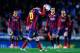 SAN SEBASTIAN, SPAIN - FEBRUARY 22: Lionel Messi of FC Barcelona reacts after Gorka Elustondo Urkola of Real Sociedad scored the opening goal during the La Liga match between Real Sociedad and FC Barcelona at Estadio Anoeta on February 22, 2014 in San Se