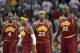 BOSTON - MAY 07: Antawn Jamison #4, Mo Williams #2, LeBron James #23 and Shaquille O'Neal #33 of the Cleveland Cavaliers walk to the bench during a game against the Boston Celtics during Game Three of the Eastern Conference Semifinals during the 2010 NB