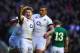 LONDON, ENGLAND - FEBRUARY 22: England scrum half Danny Care celebrates after scoring the first England try with Billy Twelvetrees (hidden) and Luther Burrell during the RBS Six Nations match between England and Ireland at Twickenham Stadium on February