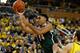 ANN ARBOR, MI - FEBRUARY 23: Gary Harris #14 of the Michigan State Spartans tries to get a first half shot off after being fouled by Spike Albrecht #2 of the Michigan Wolverines at Crisler Center on February 23, 2014 in Ann Arbor, Michigan. (Photo by Greg