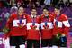 SOCHI, RUSSIA - FEBRUARY 23: (L-R) Jonathan Toews #16, John Tavares #20, Sidney Crosby #87 and Matt Duchene #9 of Canada during the Men's Ice Hockey Gold Medal match on Day 16 of the 2014 Sochi Winter Olympics at Bolshoy Ice Dome on February 23, 2014 in