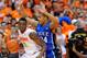SYRACUSE, NY - FEBRUARY 01: Jerami Grant #3 of the Syracuse Orange backs into the defense of Andre Dawkins #34 of the Duke Blue Devils during the second half at the Carrier Dome on February 1, 2014 in Syracuse, New York. Syracuse defeated Duke 91-89 in