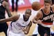Oct 18, 2013; Los Angeles, CA, USA; Los Angeles Clippers power forward Antawn Jamison (33) and Portland Trail Blazers center Meyers Leonard (11) go for a rebound in the second half of the game at the Staples Center. Mandatory Credit: Jayne Kamin-Oncea-USA