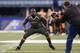 INDIANAPOLIS, IN - FEBRUARY 22: Former Auburn offensive lineman Greg Robinson takes part in a drill during the 2014 NFL Combine at Lucas Oil Stadium on February 22, 2014 in Indianapolis, Indiana. (Photo by Joe Robbins/Getty Images)