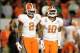 Jan 3, 2014; Miami Gardens, FL, USA; Clemson Tigers quarterback Tajh Boyd (right) talks with teammate Clemson Tigers wide receiver Sammy Watkins (left) during their game against the Ohio State Buckeyes in the 2014 Orange Bowl college football game at Sun