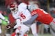 COLUMBUS, OH - NOVEMBER 23: Quarterback Tre Roberson #5 of the Indiana Hoosiers fumbles the ball near the goal line as he is hit by Ryan Shazier #2 of the Ohio State Buckeyes in the third period at Ohio Stadium on November 23, 2013 in Columbus, Ohio. Rob