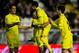 MADRID, SPAIN - JANUARY 06: Ikechukwu Uche (2ndL) of Villarreal CF celebrates scoring their fourth goal with teammates Jeremy Louis Perbet (L), Javier Ignacio Aquino (2ndR) and Manuel Trigueros (R) during the La Liga match between Rayo Vallecano de Madri