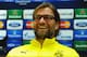 LONDON, ENGLAND - OCTOBER 21: Borussia Dortmund coach Jurgen Klopp faces the media during a Borussia Dortmund press conference ahead of the UEFA Champions League Group F match against Arsenal at Emirates Stadium on October 21, 2013 in London, England. (