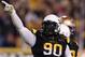 TEMPE, AZ - NOVEMBER 30: Defensive tackle Will Sutton #90 of the Arizona State Sun Devils reacts after a turnover in downs against the Arizona Wildcats during the fourth quarter of the college football game at Sun Devil Stadium on November 30, 2013 in Te