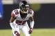 JACKSONVILLE, FL - AUGUST 9: Safety Thomas DeCoud #28 of the Atlanta Falcons sets on defense against the Jacksonville Jaguars at Jacksonville Municipal Stadium on August 9, 2008 in Jacksonville, Florida. (Photo by Al Messerschmidt/Getty Images)