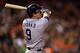 SAN FRANCISCO, CA - SEPTEMBER 27: Jedd Gyorko #9 of the San Diego Padres hits an RBI double scoring Chris Denorfia #13 (not pictured) during the third inning against the San Francisco Giants at AT&T Park on September 27, 2013 in San Francisco, California