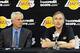 November 15, 2012; El Segundo, CA, USA; Los Angeles Lakers general manager Mitch Kupchak (left) sits next to new head coach Mike D'Antoni during a press conference at the training facility in El Segundo. Mandatory Credit: Jayne Kamin-Oncea-USA TODAY S