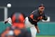 Feb 26, 2014; Scottsdale, AZ, USA; San Francisco Giants starting pitcher Yosmeiro Petit throws to the Oakland Athletics in the first inning at Scottsdale Stadium. Mandatory Credit: Lance Iversen-USA TODAY Sports