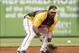 Feb 26, 2014; Bradenton, FL, USA; Pittsburgh Pirates third baseman Pedro Alvarez (24) works out prior to the game against the New York Yankees at McKechnie Field. Mandatory Credit: Kim Klement-USA TODAY Sports