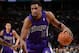 DENVER, CO - FEBRUARY 23: Rudy Gay #8 of the Sacramento Kings handles the ball against the Denver Nuggets on February 23, 2014 at the Pepsi Center in Denver, Colorado. NOTE TO USER: User expressly acknowledges and agrees that, by downloading and/or using