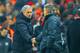ISTANBUL, TURKEY - FEBRUARY 26: Jose Mourinho manager of Chelsea shakes hands with Head Coach Roberto Mancini of Galatasaray at the final whistle during the UEFA Champions League Round of 16 first leg match between Galatasaray AS and Chelsea at Ali Sami