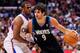 LOS ANGELES, CA - APRIL 10: Ricky Rubio #9 of the Minnesota Timberwolves drives against Chris Paul #3 of the Los Angeles Clippers at Staples Center on April 10, 2013 in Los Angeles, California. NOTE TO USER: User expressly acknowledges and agrees that, by