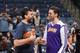 MEMPHIS, TN - FEBRUARY 26: Marc Gasol #33 of the Memphis Grizzlies laughs with brother Pau Gasol #16 of the Los Angeles Lakers on February 26, 2014 at FedExForum in Memphis, Tennessee. NOTE TO USER: User expressly acknowledges and agrees that, by download