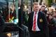 LONDON, ENGLAND - FEBRUARY 22: David Moyes of Manchester United steps off the team bus to a noisy welcome from the home supporters prior to the Barclays Premier League match between Crystal Palace and Manchester United at Selhurst Park on February 22, 201