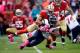 Michael Wilhoite (No. 57) was a pure sideline-to-sideline run-stuffer for the 49ers in two games last season.