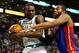 BOSTON, MA - APRIL 3: Jeff Green #8 of the Boston Celtics secures a loose ball against Greg Monroe #10 of the Detroit Pistons during the game on April 3, 2013 at TD Garden in Boston, Massachusetts. NOTE TO USER: User expressly acknowledges and agrees tha