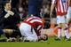 STOKE ON TRENT, ENGLAND - FEBRUARY 27: Ryan Shawcross of Stoke City is sent off by Referee Peter Walton for a challenge on Aaron Ramsey of Arsenal during the Barclays Premier League match between Stoke City and Arsenal at The Britannia Stadium on Februar