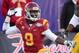 LAS VEGAS, NV - DECEMBER 21: Marqise Lee #9 of the USC Trojans reacts after getting a first down against the Fresno State Bulldogs during the Royal Purple Las Vegas Bowl at Sam Boyd Stadium on December 21, 2013 in Las Vegas, Nevada. USC won 45-20. (Phot