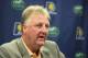 INDIANAPOLIS, IN - JUNE 27: Larry Bird speaks to the media as he returned to the Indiana Pacers front office as the President of Basketball Operations on June 27, 2013 at Bankers Life Fieldhouse in Indianapolis, Indiana. NOTE TO USER: User expressly ackn