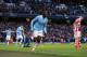MANCHESTER, ENGLAND - FEBRUARY 22: Yaya Toure of Manchester City runs away to celebrate after scoring the winning goal during the Barclays Premier League match between Manchester City and Stoke City at the Etihad Stadium on February 22, 2014 in Mancheste
