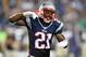 Aug 9, 2012; Foxboro, Massachusetts, USA; New England Patriots defensive back Ras-I Dowling (21) celebrates after a failed field goal by the New Orleans Saints during the fourth quarter at Gillette Stadium. The Patriots won 7-6. Mandatory Credit: Greg M