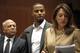 LOS ANGELES, CA - FEBRUARY 14: Former pro football player Darren Sharper appears in court along with his attorneys Blair Berk (R) and Leonard Levine (L) on February 14, 2014 in Los Angeles, California. Sharper was charged today with drugging and raping tw