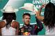 Sebastian Vettel celebrates his 2013 U.S. Grand Prix victory in Texas style.