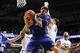 Mar 1, 2014; Cincinnati, OH, USA; Creighton Bluejays forward Doug McDermott (3) rebounds during the first half against the Xavier Musketeers at the Cintas Center. Mandatory Credit: Frank Victores-USA TODAY Sports