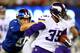 EAST RUTHERFORD, NJ - OCTOBER 21: Cornerback Marcus Sherels #35 of the Minnesota Vikings returns a punt for a touchdown in the first quarter as punter Steve Weatherford #5 of the New York Giants tries to make the tackle during a game at MetLife Stadium o