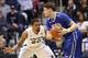 Mar 1, 2014; Cincinnati, OH, USA; Xavier Musketeers forward Justin Martin (20) guards the Creighton Bluejays guard Grant Gibbs (10) during the first half at the Cintas Center. Xavier defeated Creighton 75-69. Mandatory Credit: Frank Victores-USA TODAY Spo