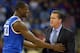 COLUMBIA, SC - MARCH 01: Julius Randle #30 tries to calm Head Coach John Calipari of the Kentucky Wildcats following a technical foul on Calipari during their game against the South Carolina Gamecocks at Colonial Life Arena on March 1, 2014 in Columbia, S