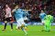 LONDON, ENGLAND - MARCH 02: Jesus Navas of Manchester City celebrates after scoring his team's third goal during the Capital One Cup Final between Manchester City and Sunderland at Wembley Stadium on March 2, 2014 in London, England. (Photo by Jamie McD