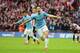 LONDON, ENGLAND - MARCH 02: Samir Nasri of Manchester City celebrates his goal during the Capital One Cup Final between Manchester City and Sunderland at Wembley Stadium on March 2, 2014 in London, England. (Photo by Jamie McDonald/Getty Images)