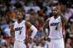 Jan 5, 2014; Miami, FL, USA; Miami Heat shooting guard Dwyane Wade (left) stands next to Miami Heat small forward LeBron James (right) during the second half against the Toronto Raptors at American Airlines Arena. Miami won 102-97. Mandatory Credit: Steve