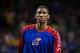 Feb 4, 2014; Waco, TX, USA; Kansas Jayhawks center Joel Embiid (21) warms up before the game against the Baylor Bears at the Ferrell Center. The Jayhawks defeated the Bears 69-52. Mandatory Credit: Jerome Miron-USA TODAY Sports