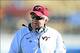 Dec 31, 2013; El Paso, TX, USA; Virginia Tech Hokies head coach Frank Beamer on the sidelines during the third quarter against the UCLA Bruins in the 2013 Sun Bowl at Sun Bowl Stadium. Mandatory Credit: Andrew Weber-USA TODAY Sports