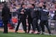 MADRID, SPAIN - MARCH 02: Club Atletico De Madrid assistant coach German 'Mono' Burgos (C) reacts during the La Liga match between Club Atletico de Madrid and Real Madrid CF at Vicente Calderon Stadium on March 2, 2014 in Madrid, Spain. (Photo by Denis