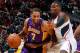 ATLANTA, GA - DECEMBER 16: Xavier Henry #7 of the Los Angeles Lakers drives against Shelvin Mack #8 of the Atlanta Hawks at Philips Arena on December 16, 2013 in Atlanta, Georgia. NOTE TO USER: User expressly acknowledges and agrees that, by downloading