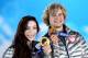SOCHI, RUSSIA - FEBRUARY 18: Gold medalists Meryl Davis (L) and Charlie White of the United States celebrate during the medal ceremony for the Figure Skating Ice Danceon day 11 of the Sochi 2014 Winter Olympics at Medals Plaza on February 18, 2014 in Soc