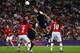 LONDON, ENGLAND - AUGUST 09: Abby Wambach #14 of the United States goes up for a header against Saki Kumagai #4 of Japan during the Women's Football gold medal match on Day 13 of the London 2012 Olympic Games at Wembley Stadium on August 9, 2012 in Londo
