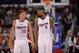 LOS ANGELES, CA - FEBRUARY 12: Blake Griffin #32 and DeAndre Jordan #6 of the Los Angeles Clippers look on during their game against the Portland Trail Blazers at Staples Center on February 12, 2014 in Los Angeles, California. NOTE TO USER: User expressly